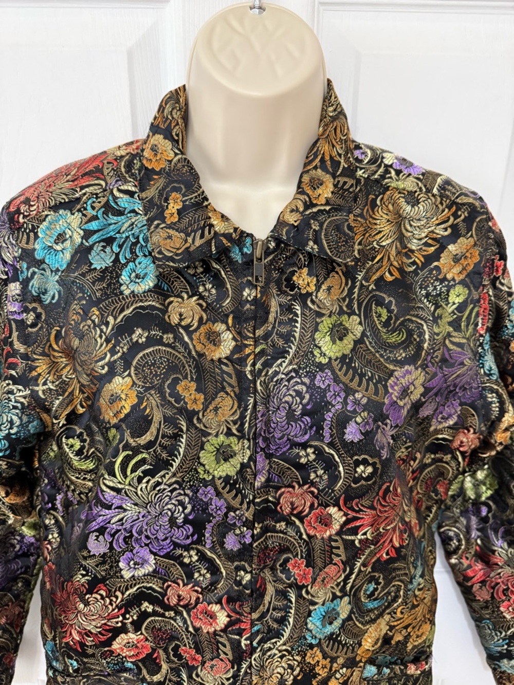 Chico’s Design Floral Brocade Quilted Jacket Size 0 (S) Zip Front - Picture 6 of 12